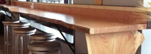Restaurant bar counter made from reclaimed wood