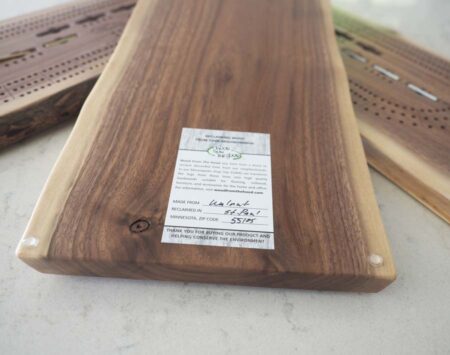 Three Player Cribbage Board Black Walnut Natural Edge Reclaimed Wood From the Hood