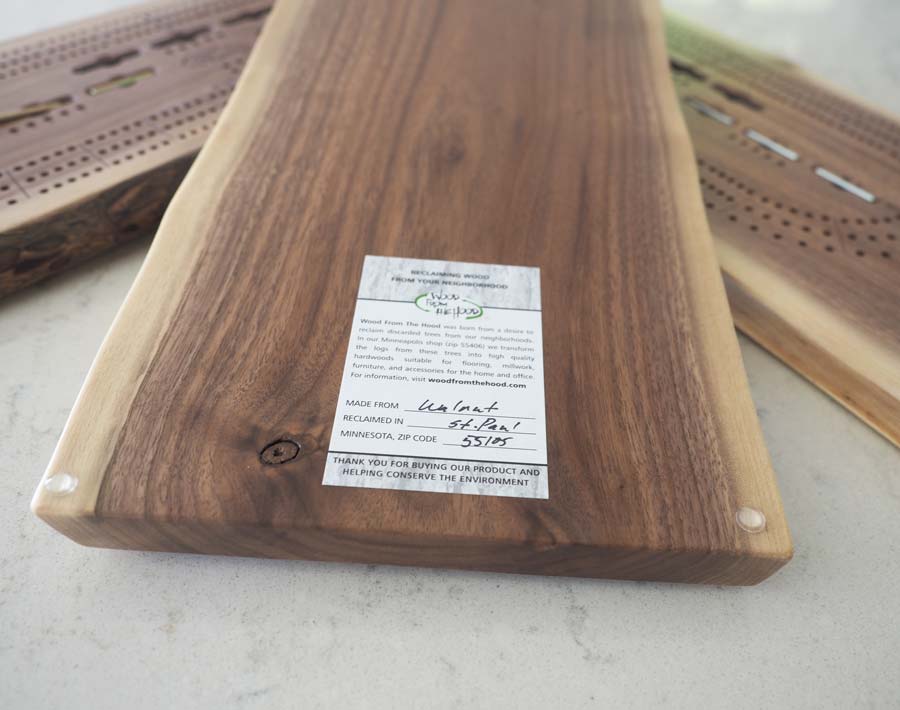 Three Player Cribbage Board Black Walnut Natural Edge Reclaimed Wood From the Hood