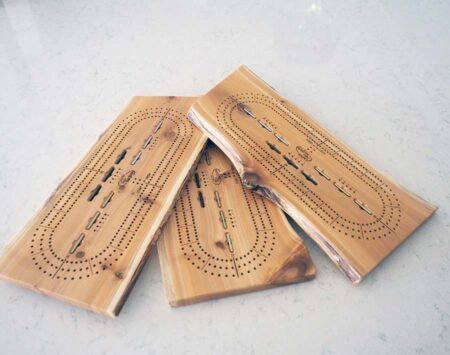 Live Edge Cribbage Board White Cedar Reclaimed Urban Wood From the Hood Minneapolis 10" x 20" Cribbage Board - 3 Player Track - White Cedar