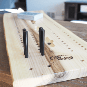 Cribbage Board Live Natural Edge Reclaimed Ash Wood