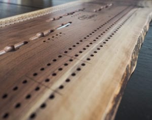 10" x 31" Cribbage Board - 3 Player Track - Jumbo - Black Walnut