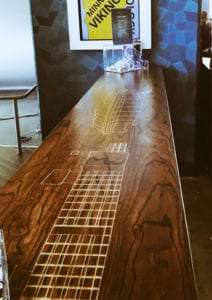 Engraved Stained Ash Community Table | Custom Wood Furniture | Wood From The Hood | Caribou Coffee | Minneapolis