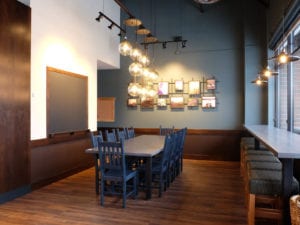 Urban Ash Reclaimed Gray Stained Communal Table | Caribou Coffee | Wood From the Hood | Custom Wood Furniture | Minneapolis