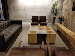Urban Ash Desk | Reclaimed Wood Wall Paneling | Wood Sitting Booths | Wood Shelves | Wood Tables | Wood From The Hood | Periscope | Minneapolis