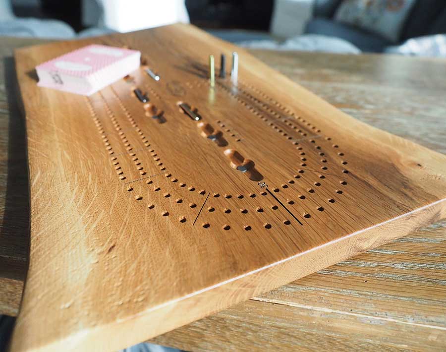 Cribbage3playwhiteoakfeature wood cribbage board three player white oak Wood From the Hood