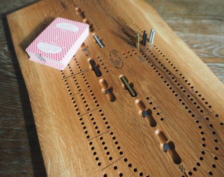 wood cribbage board three player white oak Wood From the Hood wood cribbage board three player white oak Wood From the Hood