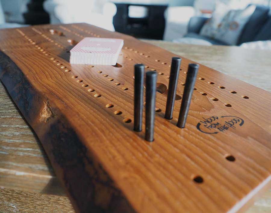 Wooden Cribbage Board Natural Edge Roasted Ash Wood From the Hood Wooden Cribbage Board Natural Edge Roasted Ash Wood From the Hood