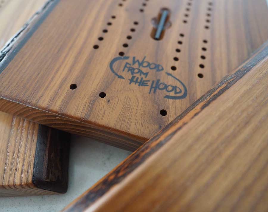 Wooden Cribbage Board Natural Edge Roasted Ash Wooden Cribbage Board Natural Edge Roasted Ash