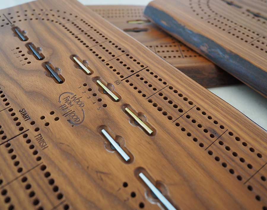 Wooden Cribbage Board Live Edge Three Player Roasted Ash Wood From the Hood Wooden Cribbage Board Live Edge Three Player Roasted Ash Wood From the Hood