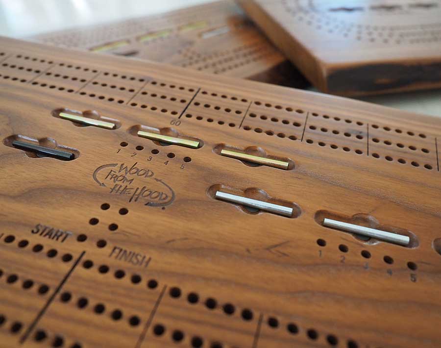 Wooden Cribbage Board Live Edge Three Player Roasted Ash Wood From the Hood Wooden Cribbage Board Live Edge Three Player Roasted Ash Wood From the Hood