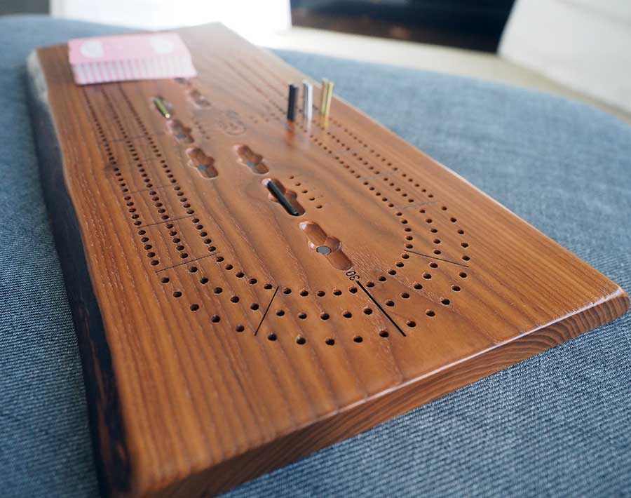 Wooden Cribbage Board Live Edge Three Player Roasted Ash Wood From the Hood Wooden Cribbage Board Live Edge Three Player Roasted Ash Wood From the Hood
