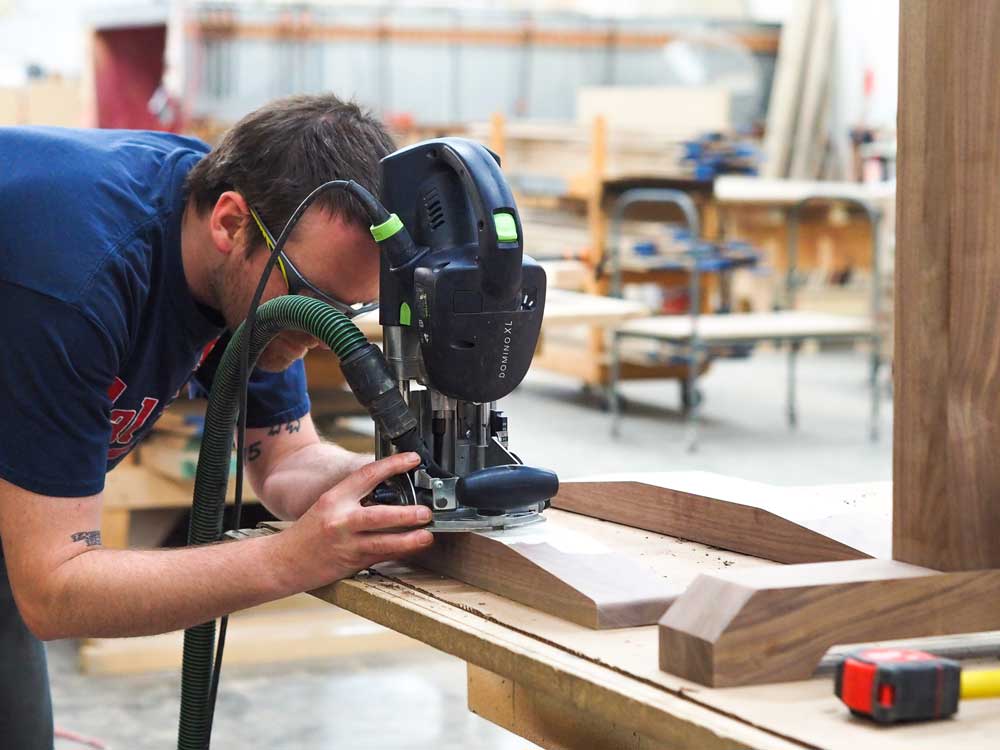 Table Base In Production Wood From the Hood Woodworking