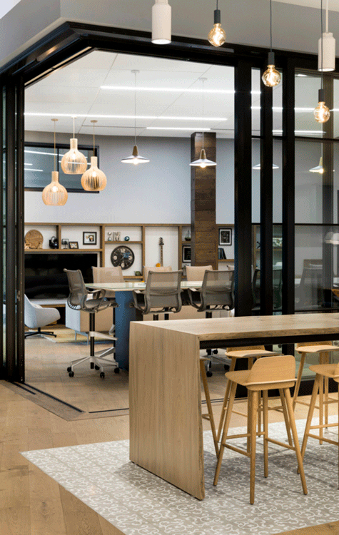 Live-Edge Elm Wood Table - Marvin Windows and Doors Offices