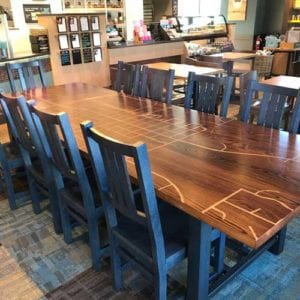 Custom Commercial Table | Branded Wood | Custom Wood Furniture | Furniture Maker | Wood From The Hood | Minneapolis