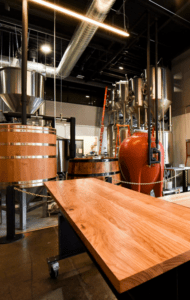 Wood Brewpub Tables | Live-Edge Dining Counter | Fireplace Mantle | Wood From the Hood | ONE Fermentary Taproom | Minneapolis