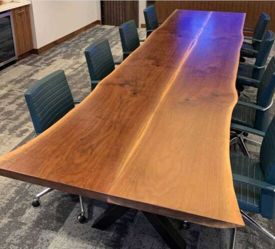 Live Edge Black Walnut Conference Table Book Matched Wood From the Hood