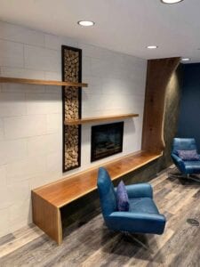 Black Walnut Conference Table & Waterfall Bench - Wilson Wolf headquarters