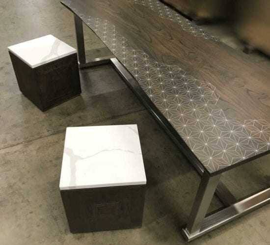 Live Edge American Elm Communal Table with Walnut Stain – Sheraton Duluth Hotel