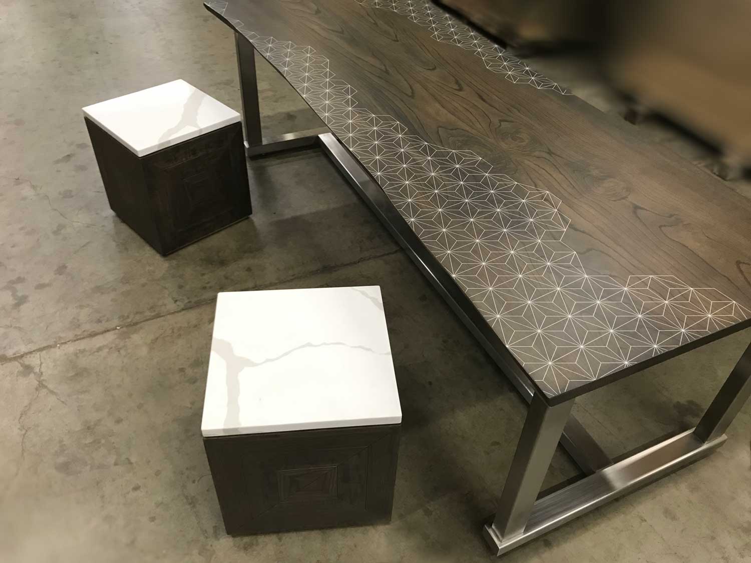 Live Edge American Elm Communal Table with Walnut Stain – Sheraton Duluth Hotel