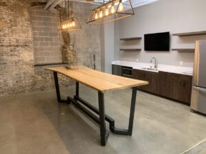 Book-Matched Live-Edge American Elm Table & White Oak Coffee Table