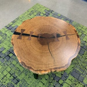 Book-Matched Live-Edge American Elm Table & White Oak Coffee Table Book-Matched Live-Edge American Elm Table & White Oak Coffee Table